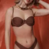 Bas de bikini brésilien marron CÉLESTE - Balnina - vue 2